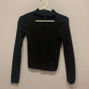 Long Sleeve Front Choker Top